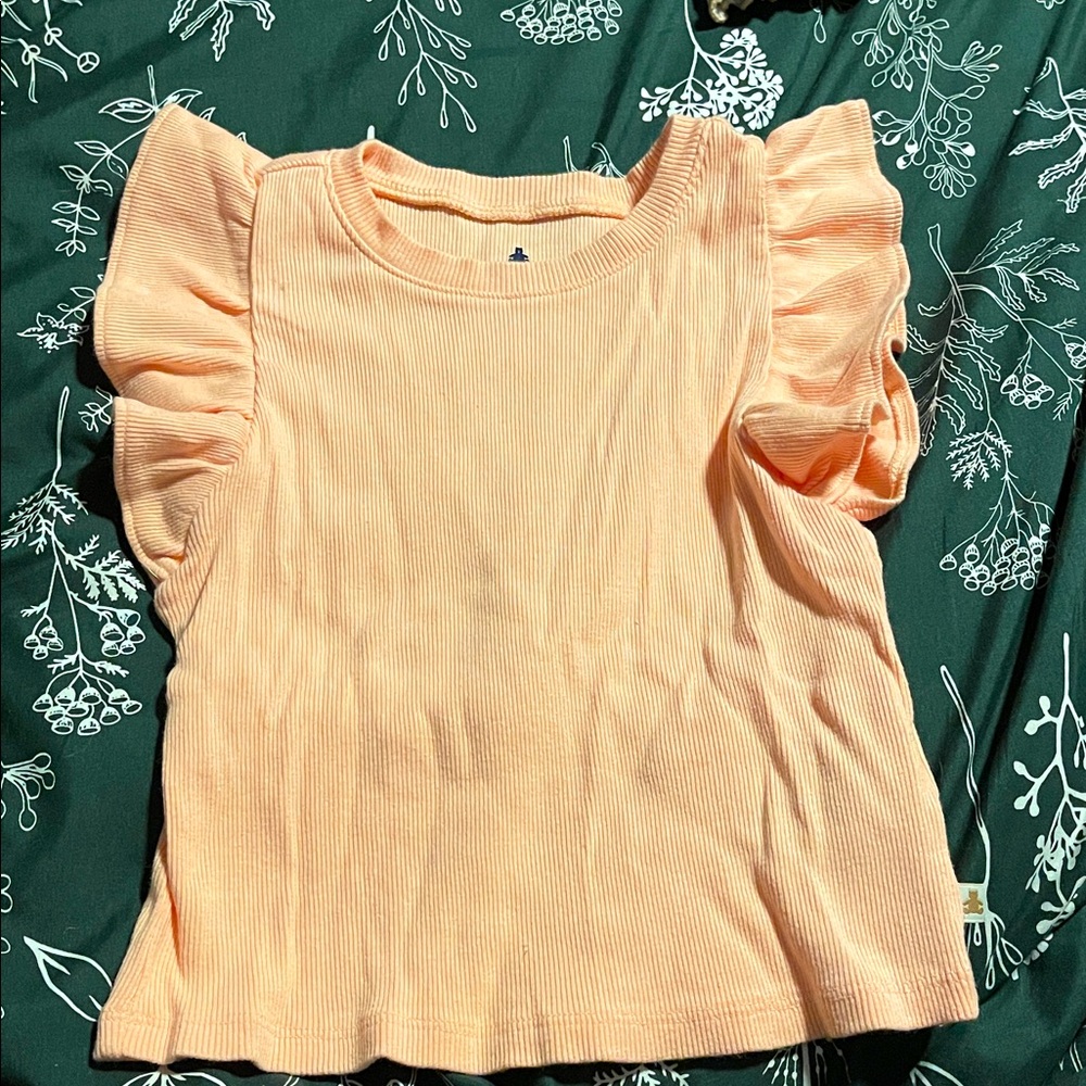 GAP 4T Peach Ribbed Top